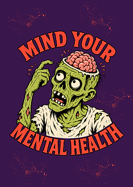 Mind Your Mental Health Zombie Illustration