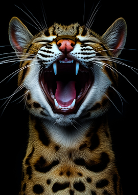 Roaring Ocelot Portrait