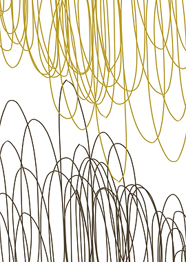 The Encounter - Abstract Gold and Brown Minimalist Line Art