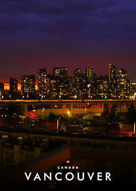 Vancouver City Skyline at Night