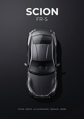 Minimalist Scion FR-S Top View Poster
