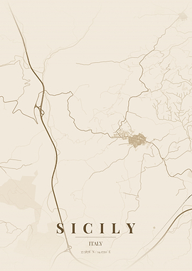 Minimalist Map of Sicily Italy