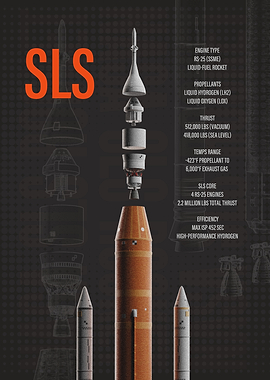 SLS Rocket Exploded View Infographic - Artemis misssion to the Moon