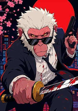 Armed Monkey Assassin in Suit