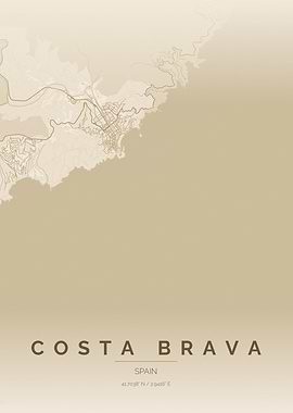 Costa Brava Spain Minimalist Map Poster