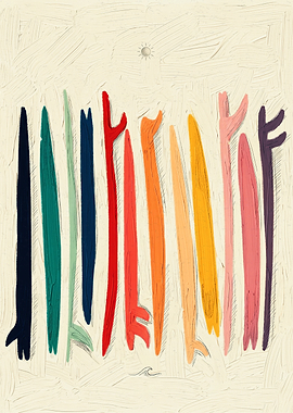 Abstract Colorful Surfboards Minimal Art