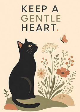 Keep a Gentle Heart Cat Poster