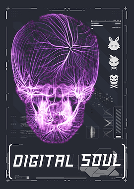 Digital Soul Cyberpunk Skull Graphic