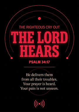 Psalm 34:17 Inspirational Religious Poster
