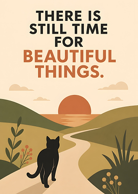Inspirational Cat Sunset Poster
