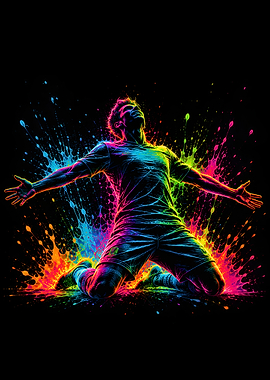 Neon Soccer Celebration Art