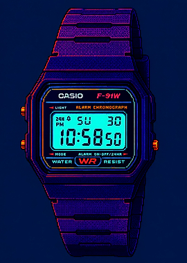 Pixel Art Casio F-91W Watch