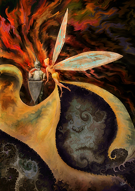 Fairy and Knight in Abstract Realm