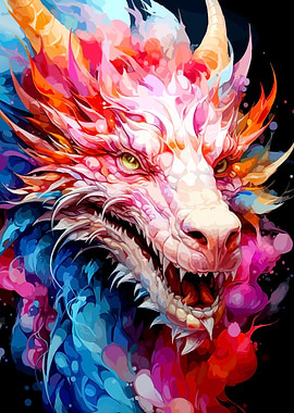 Vibrant Colorful Fantasy Dragon Portrait