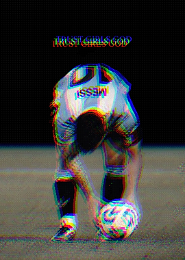 Glitch Art Lionel Messi Soccer Poster