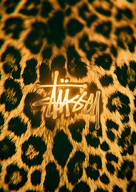 Stüssy Logo on Leopard Print Background