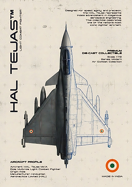 HAL Tejas Fighter Jet Blueprint Poster