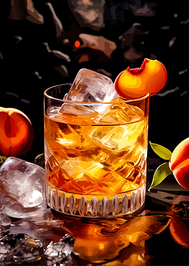 Peach Infused Whiskey on Ice