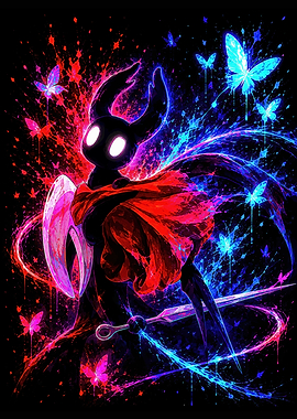 Hollow Knight Neon Splatter Art