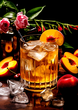 Peach Cocktail with Fresh Fruit