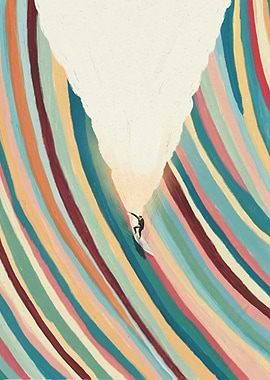 Minimalist Abstract Surfer Wave Art