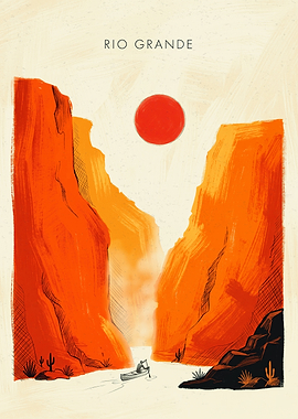 Rio Grande Canyon River Retro Poster