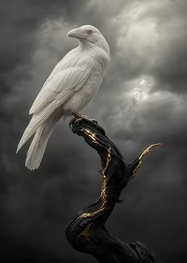 White Raven on Gilded Branch