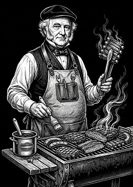 Martin Van Buren Pitmaster Grilling Ribs