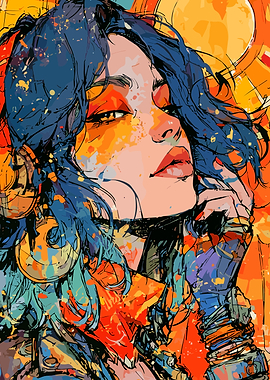 Vibrant Abstract Portrait of a Woman