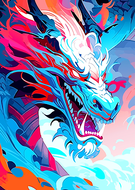 Vibrant Abstract Eastern Dragon Illustration