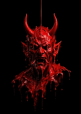 Red Wax statue of Oni Daemon