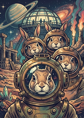 Astronaut Bunnies on Alien Planet