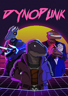 Dynopunk Retro Synthwave Dinosaur Poster