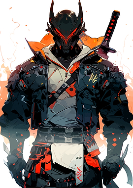 Cyberpunk Samurai Warrior Digital Art