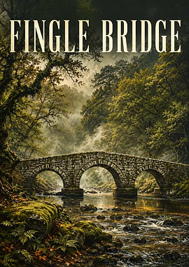 Fingle Bridge Scenic Dartmoor Landscape Poster