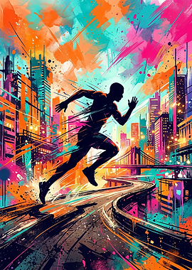 Abstract Urban Runner in Motion