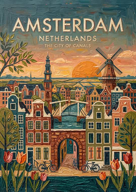 Amsterdam city Netherlands City of Canals Poster