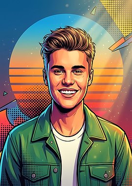 Justin Bieber Retro Pop Art Portrait