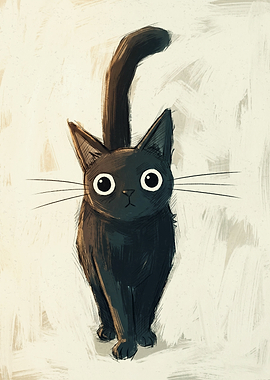 Simple Minimalist Black Cat Sketch