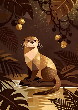Golden Geometric Otter in Jungle