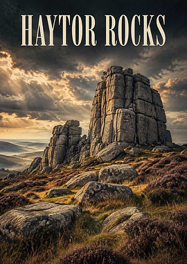Haytor Rocks Dartmoor Landscape Poster