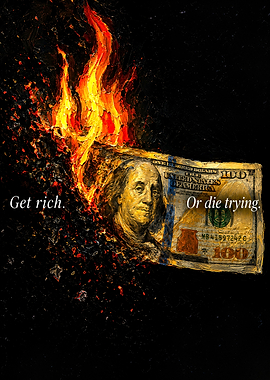 Burning Hundred Dollar Bill Art