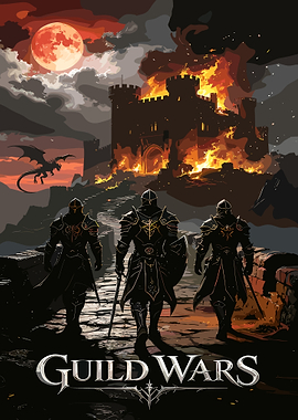 Guild Wars Fantasy Castle Siege Poster