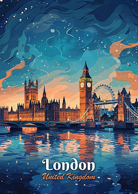 London Cityscape Travel Poster