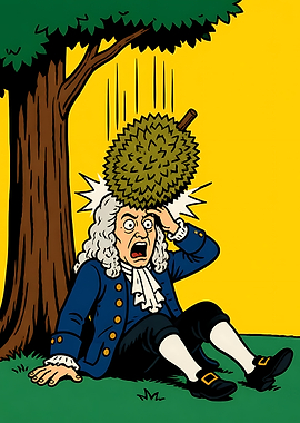Isaac Newton Hit by Durian