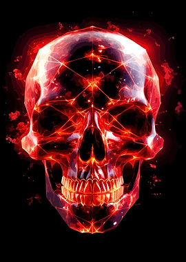 Fiery Geometric Skull Illustration