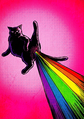 Black Cat Farting Rainbow