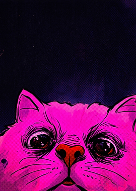 Vibrant Pink Cat Close-up Portrait