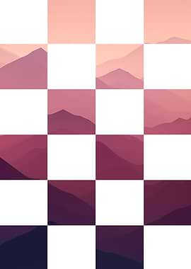 Checkerboard Mountain Landscape Gradient