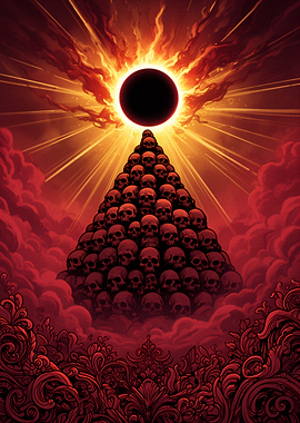 Pyramid of Skulls Under Eclipse